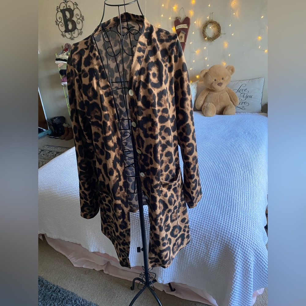 button up leopard cardigan